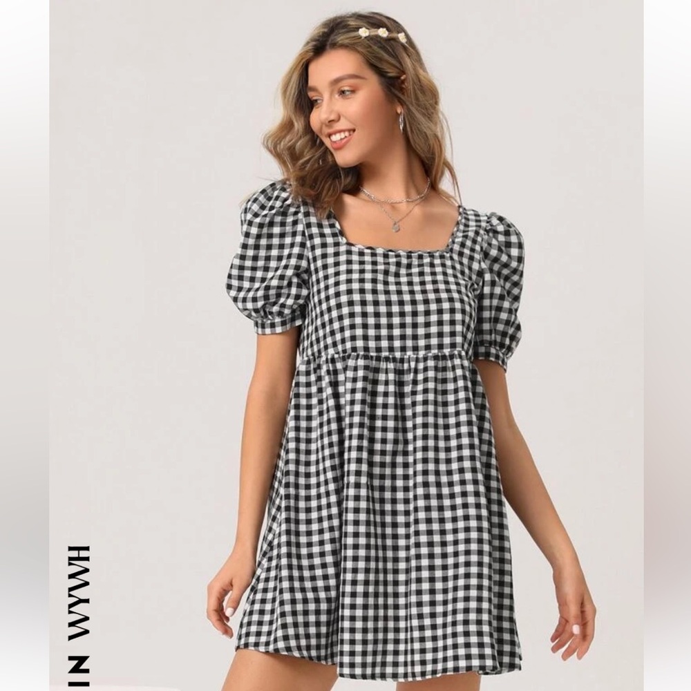 NWOT Gingham Babydoll Dress